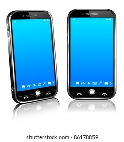 Cell Smart Mobile Phone 3D And 2D - Raster Version - A Vector File Is Also Available