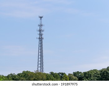 Cell Tower Against A Blue Sky