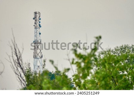 Cell tower in the middle of a forest.