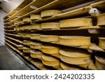 Cellar of cheese wheels Beaufort