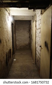 The cellars of the apartment building, during the Cold War period, served as an anti-nuclear shelter - Shutterstock ID 1681750732