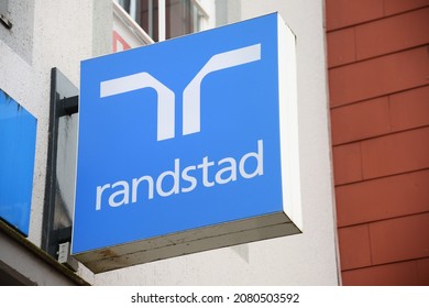 Celle, Lower Saxony, Germany - September 23, 2021:  Randstad logo in Celle, Germany - Randstad is a Dutch multinational human resource consulting firm