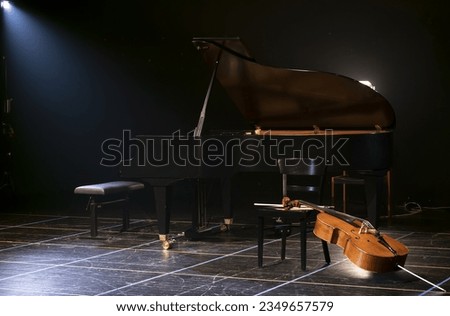 Cello and grand piano at studio