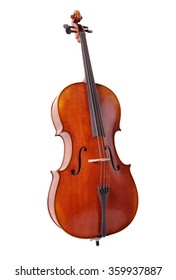 Cello isolated on white background for music, lessons and education concepts