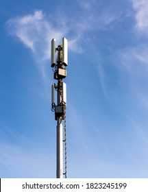 Telecommunication Tower Antennas Blue Sky Background Stock Photo (Edit ...