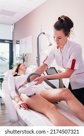 Cellulite Reduction Endermologie Treatment On Woman Tighs In A Beauty Salon