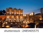 Celsus library in the Ancient City of Ephesus with its magnificent view in night museums