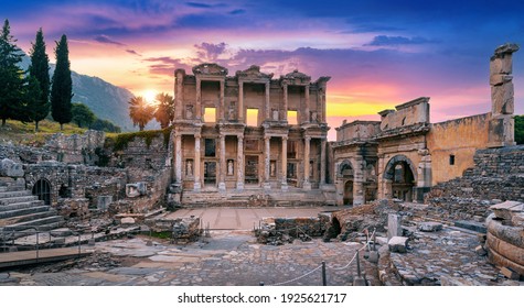 Celsus Library at Ephesus ancient city in Izmir, Turkey. - Shutterstock ID 1925621717