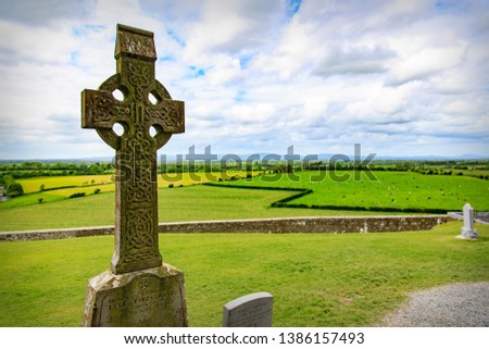 Celtic Cross by Field of Green in Ireland