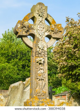 Celtic cross on the medieval cemetry on the Guernsey Island