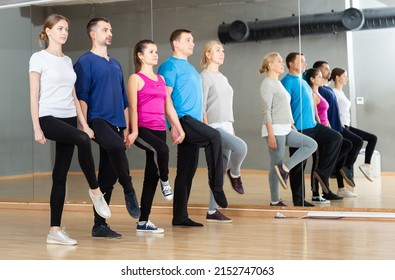 Celtic Dance Class For Adults, Positive People Training During Group Class In Fitness Center