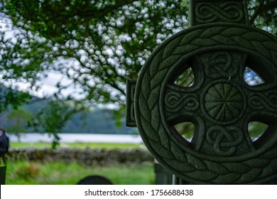 Celtic Gravestone With Nature In Background