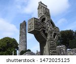 Celtic High Cross in the historic ruins of Monasterboice, an early Christian settlement near Drogheda in County Louth, Ireland, 