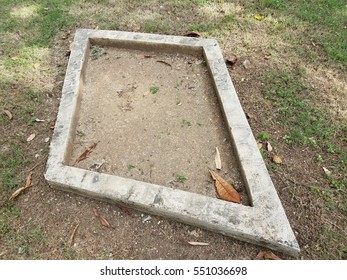 cement border in grass