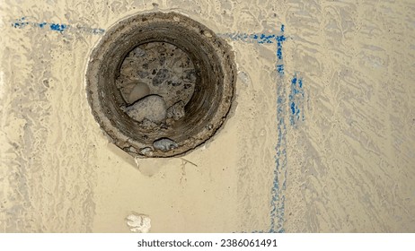 Cement drilling core process close up view