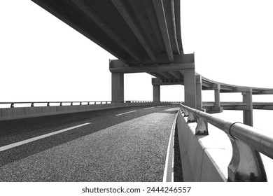 Cement elevated highway overpass. bridge infra structure. isolated on white background.