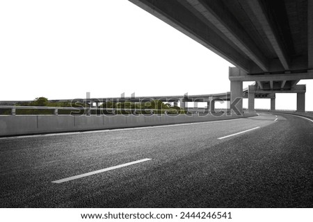 Cement elevated highway overpass. bridge infra structure. isolated on white background.