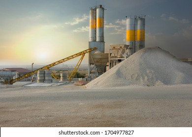 Cement factory empty and without activity due to the industrial and labor crisis during confinement - Shutterstock ID 1704977827
