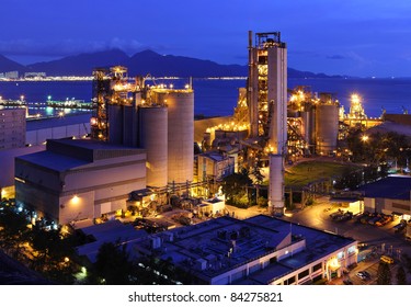 Cement Factory At Night