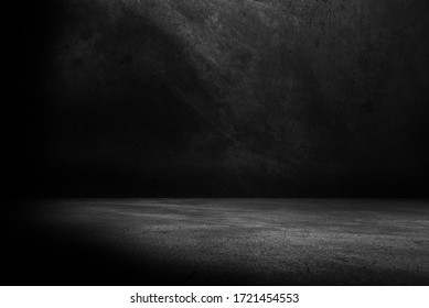 Cement floor and black wall backgrounds, empty room, interior, use for display products.	 - Shutterstock ID 1721454553