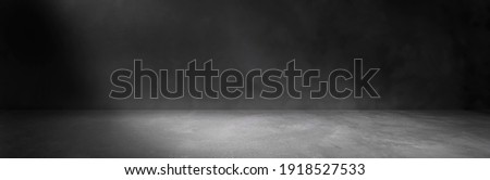 Cement floor and black wall backgrounds, empty room, interior, use for display products and cover banner.