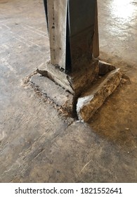 Cement Floor Over 20 Years Old Collapsed Around Steel Columns.