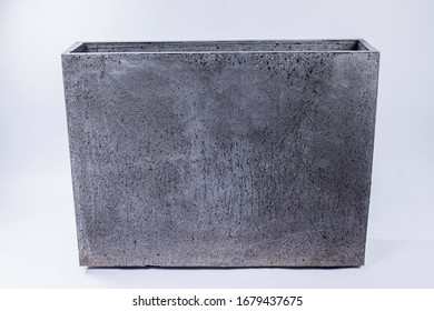 Cement Flor Pot On White Background