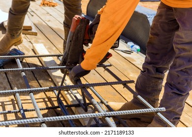For cement foundations, this tool is used to tie steel bars twisting reinforcement with wire rods