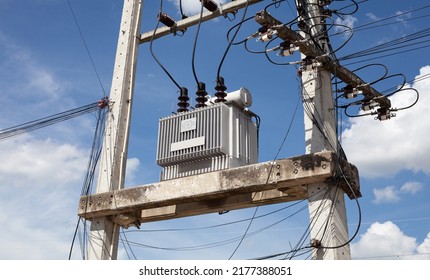 Cement High Voltage Electric Pole Power With Transformer And Drop Fuse