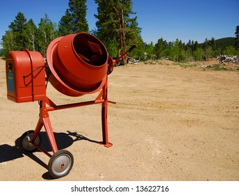 Cement mixer on a new construction site