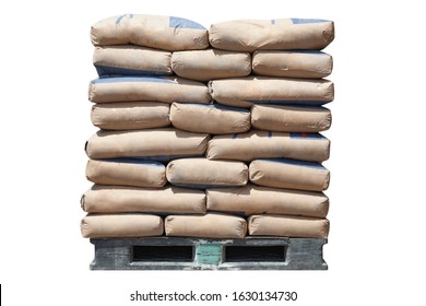 Cement on a white background, Cement bags for construction, Cement industry business, clipping path
