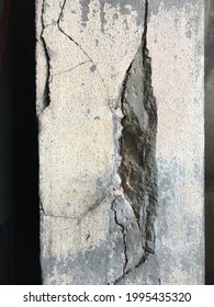 The cement pillar was broken into a deep trench.