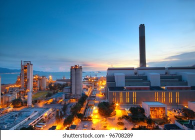 Cement Plant and power sation in sunset