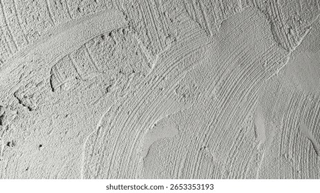 Cement plaster texture wall background, Concrete mix mortar gray rough loft building construction site, House wall room interior backdrop well material free space grain pattern design for text present