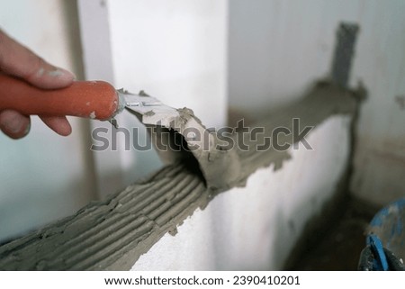 Cement plastering with white brick interior building new house renovate industry