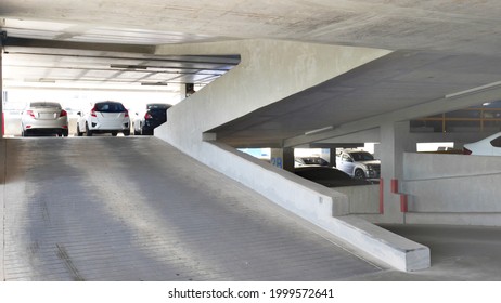 Cement Slope Way Design On Car Park Building In Central Business