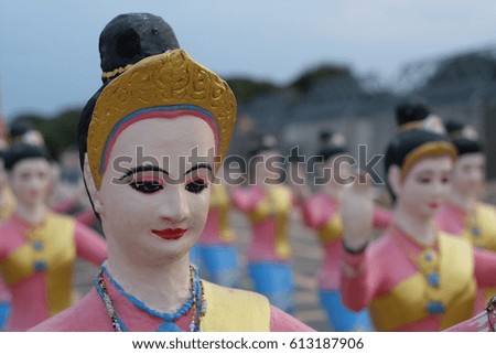 cement statue dancer in Thailand 