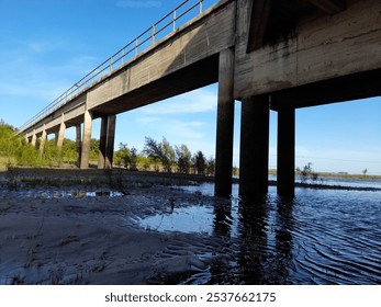 Cement structure with columns and railing