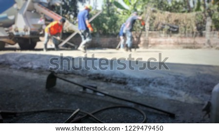 Cement Truck Brought Cement Construction Area Paving Stock Photo