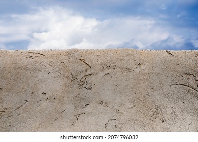 Cement Wall With Beautiful View  In The Blue Cloud Sky, No Person