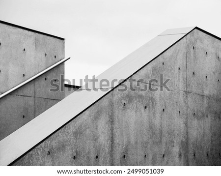 Cement wall concrete panel grey texture Stairs Handrail Architecture details