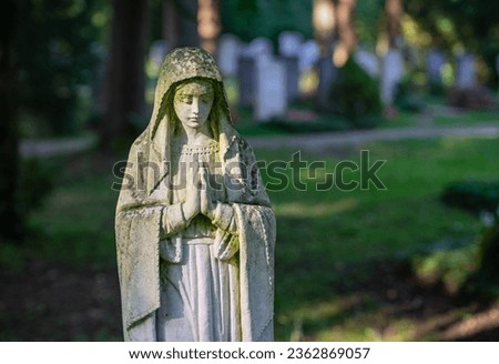 Cemetery - beautiful mystical old statue, Mary, saints