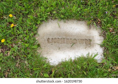 Cemetery Grave Marker For Unknown Person