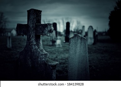 Cemetery Night Stock Photo (Edit Now) 184139828