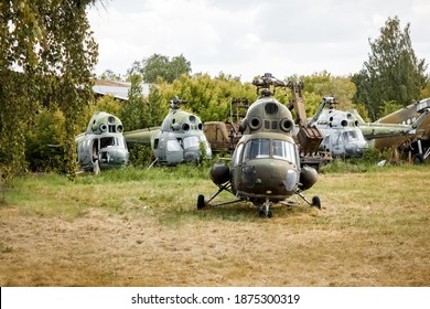 cemetery of old helicopters, old equipment