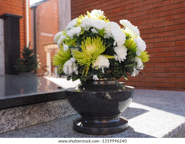 Cemetery Vase Flowers Stock Photo Edit Now 1319996240