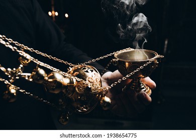 Censer In The Hands Of The Priest, Incense And Smoke