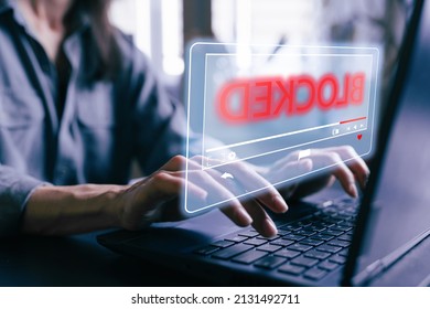 Censor Blocked Live Video Streaming In Digital Multimedia Player. Online Live Stream Window. Concept Of Propaganda.