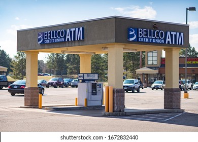 Centennial, Colorado / United States - April 14th 2020: Bellco Credit Union ATM On East Arapahoe Road