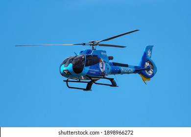 CENTENNIAL, USA-OCT 17: Reach Air Medical Services Helicopter Lands On October 17, 2020 At Centennial Airport Near Denver, Colorado. This Airport Is One Of The Busiest General Aviation Airports In US.